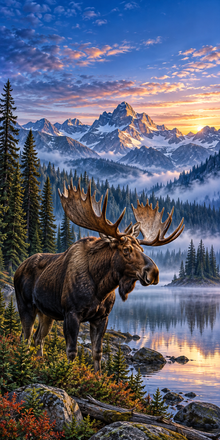 Misty Mountain Moose cornhole wrap hole-free artwork