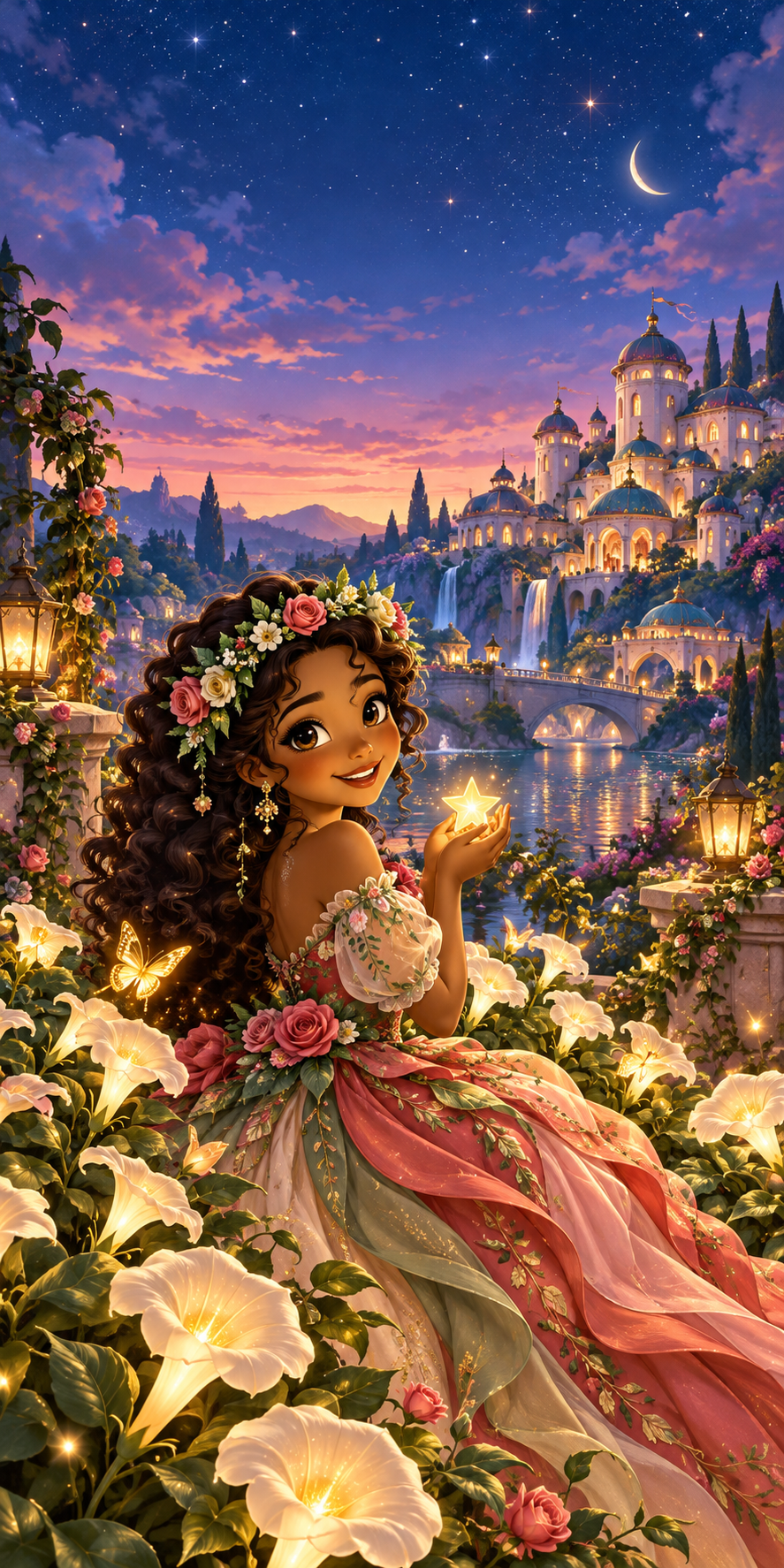 Moonflower Princess cornhole wrap artwork without a hole