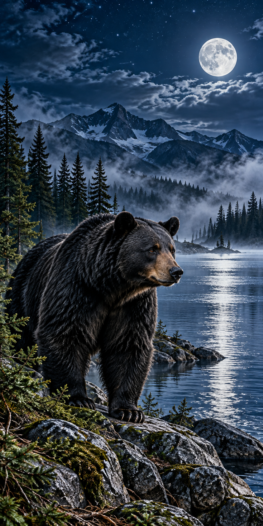 Moonlit Black Bear hole-free artwork