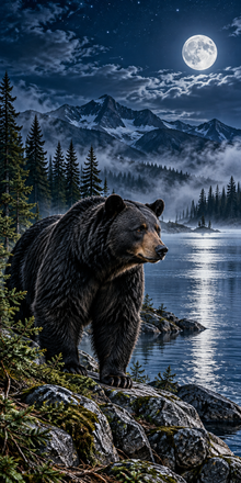 Moonlit Black Bear hole-free artwork