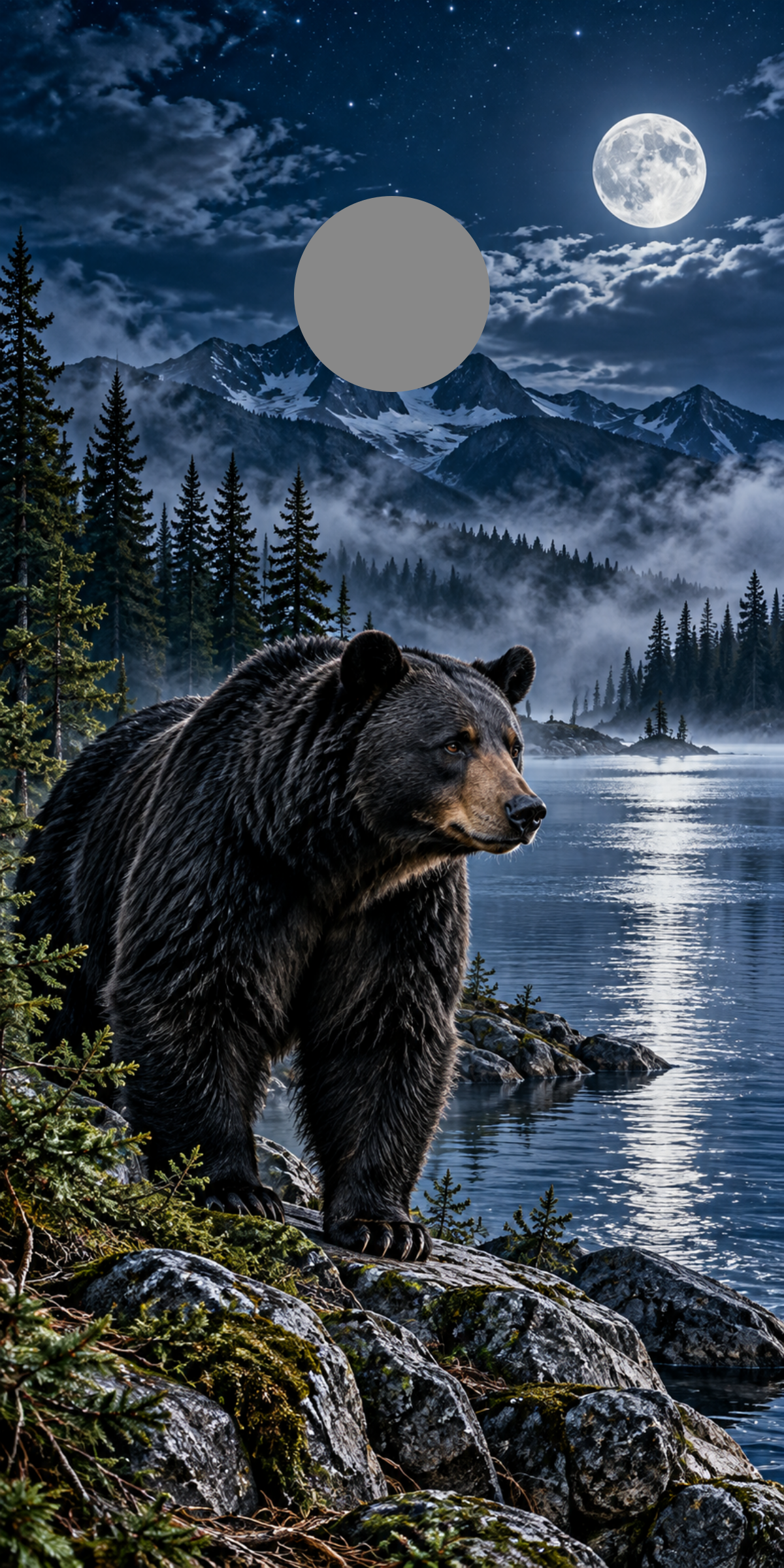 Moonlit Black Bear 6 inch hole-position proof