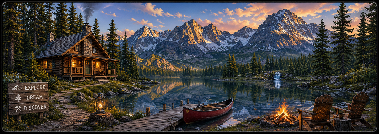 Mountain Cabin Wilderness Escape Desk Mat