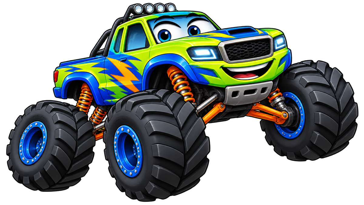 Mudbolt Monster Truck Cartoon Large Wall Decal isolated transparent artwork