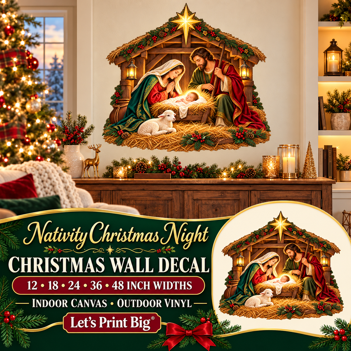 Nativity Christmas Night summary – 12 to 48 inch widths