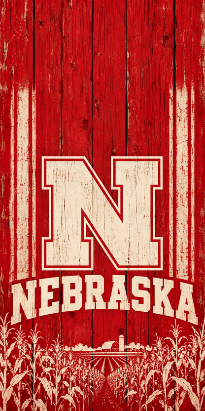 Nebraska Heartland Red cornhole wrap complete artwork without hole