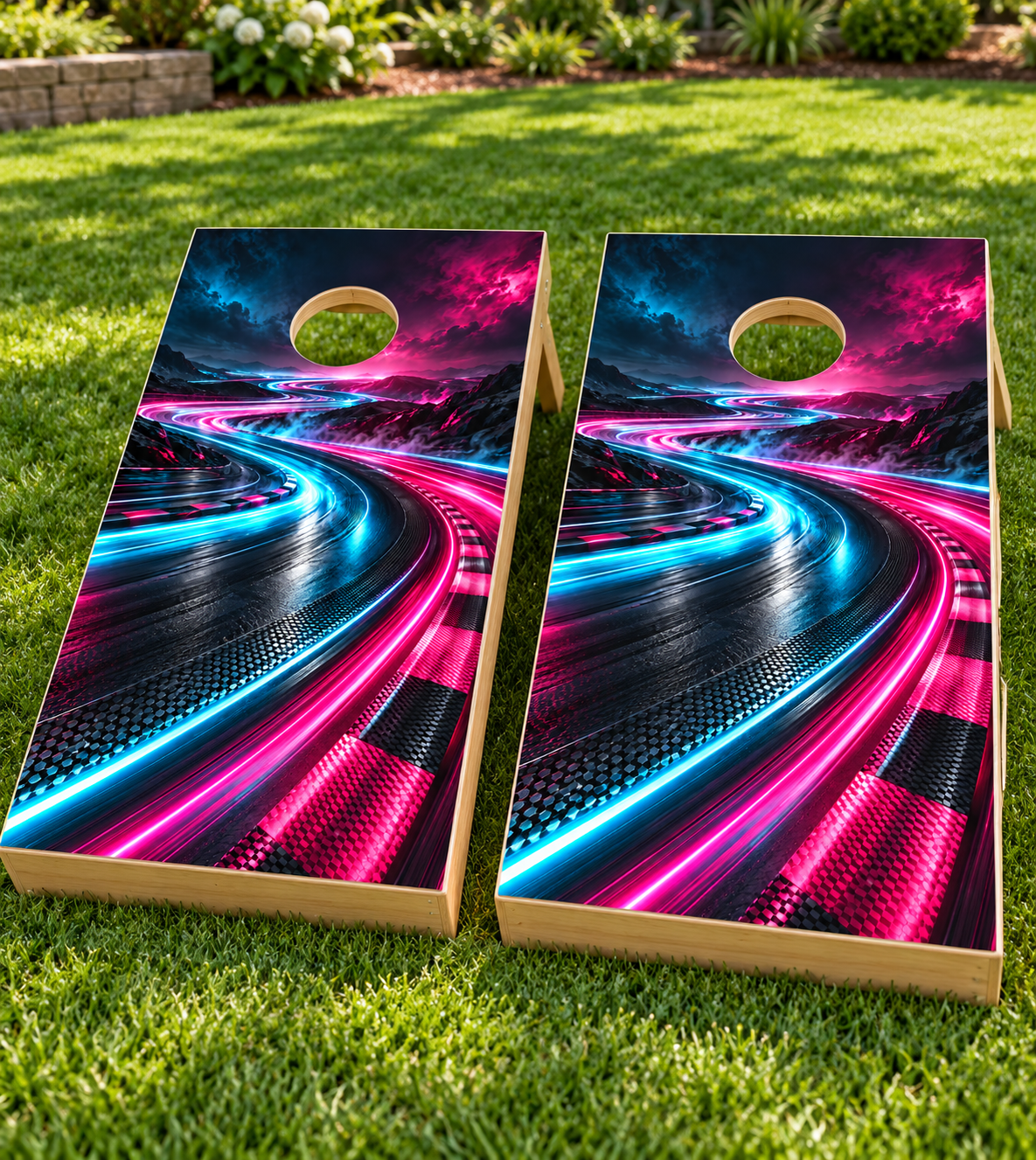 Neon Circuit Racer matching board mockup; boards not included