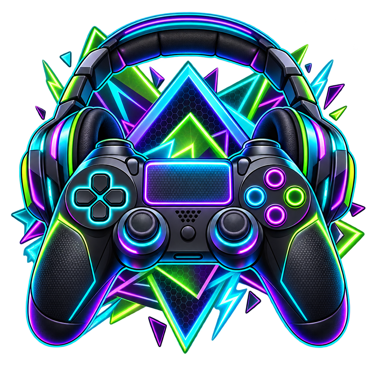 Neon Level Up Gaming standalone decal only