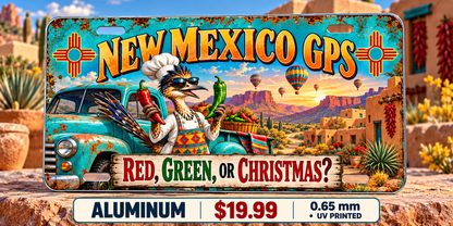 New Mexico Chile Directions funny license plate — 0.65 mm UV printed aluminum