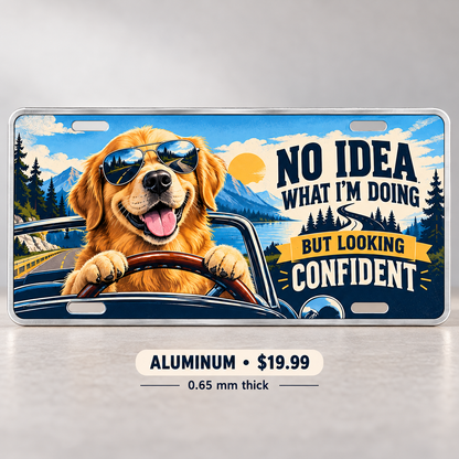 No Idea What I Am Doing funny license plate — 0.65 mm aluminum $19.99
