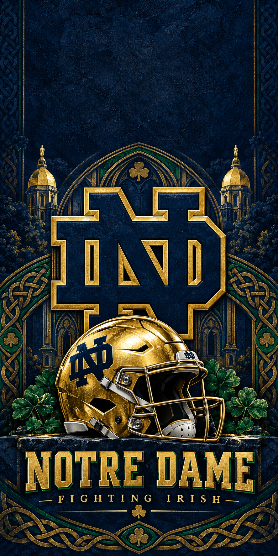 Notre Dame Golden Tradition Cornhole Board Wraps — complete artwork with no hole or placement marker