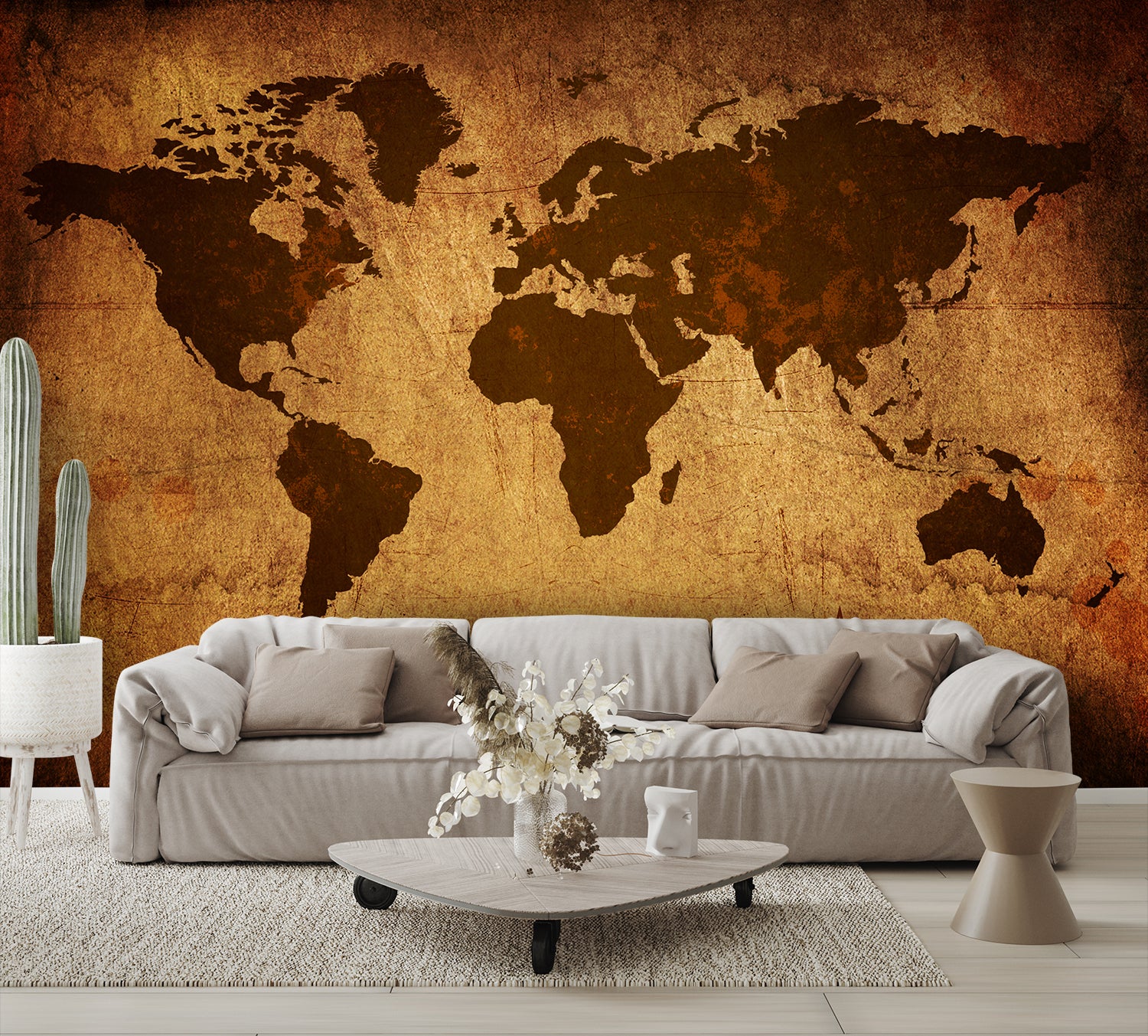 Old World Map Wallpaper Wall Mural Vintage Sepia Large living room