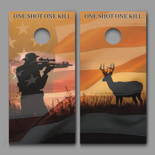 Crossbow Buck Deer Hunter American Flag COMBO Design Corn Hole board decal wrap