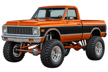 Orange & Black Classic Lifted Truck Contour Cut Decal – Indoor or Outdoor transparent artwork