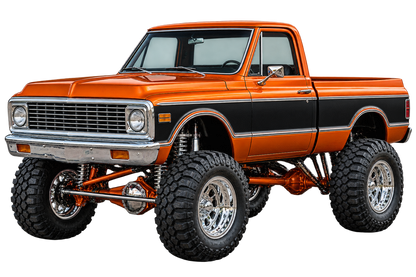 Orange & Black Classic Lifted Truck Contour Cut Decal – Indoor or Outdoor transparent artwork