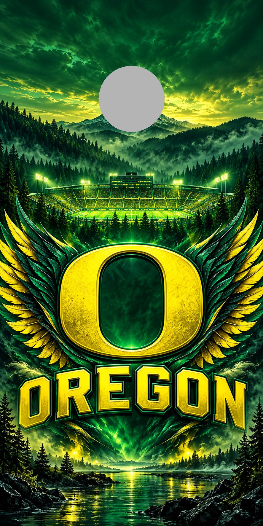 Oregon Emerald Flight cornhole wrap with plain gray hole placement preview