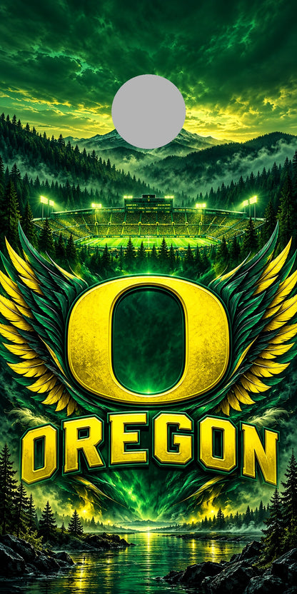 Oregon Emerald Flight cornhole wrap with plain gray hole placement preview