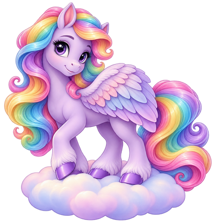 Pastel Rainbow Pegasus standalone decal only