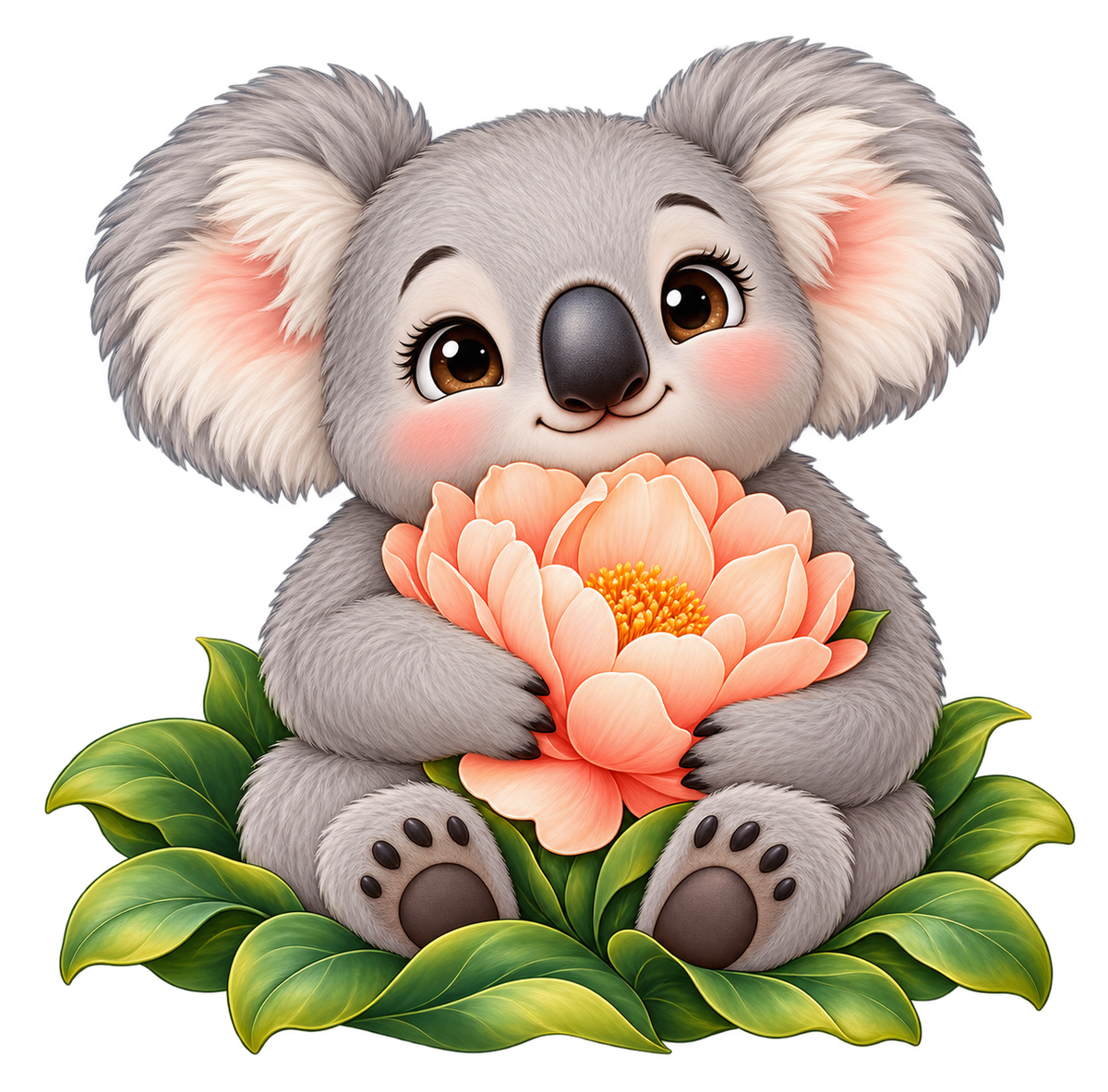 Peach Blossom Koala standalone decal only