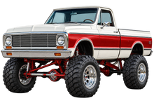 Pearl White & Red Classic Lifted Truck Contour Cut Decal – Indoor or Outdoor transparent artwork
