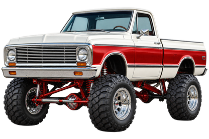 Pearl White & Red Classic Lifted Truck Contour Cut Decal – Indoor or Outdoor transparent artwork