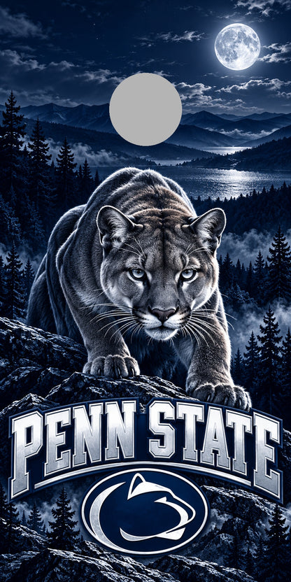 Penn State Nittany Midnight Cornhole Board Wraps with plain gray hole-position preview