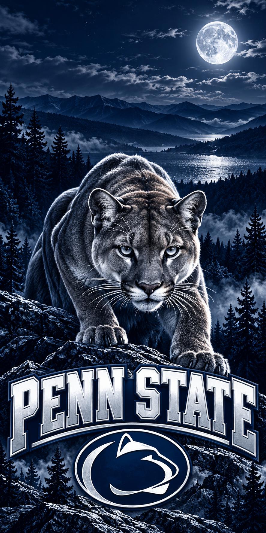 Penn State Nittany Midnight Cornhole Board Wraps — complete artwork with no hole or placement marker