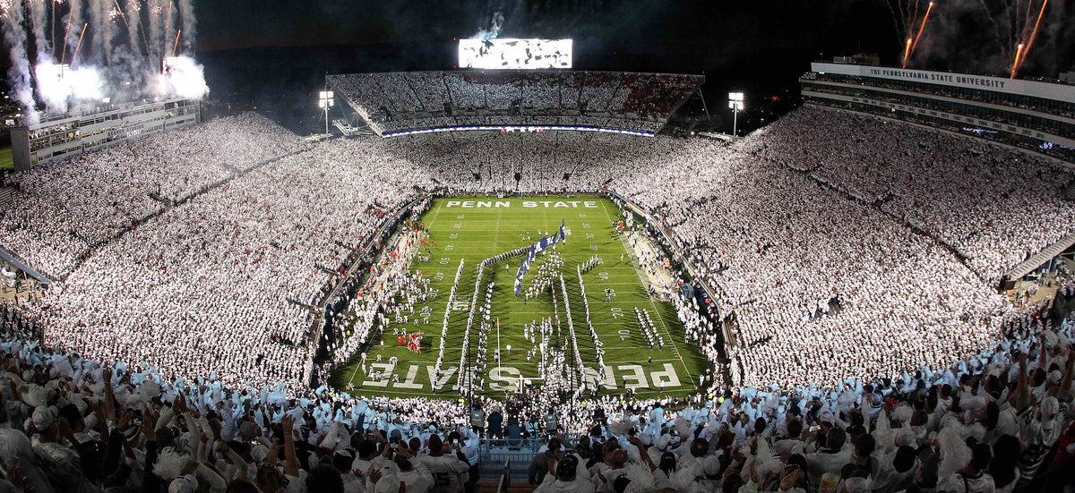 Penn State Beaver Football Stadium Design 1 White Out Night Wall Mural