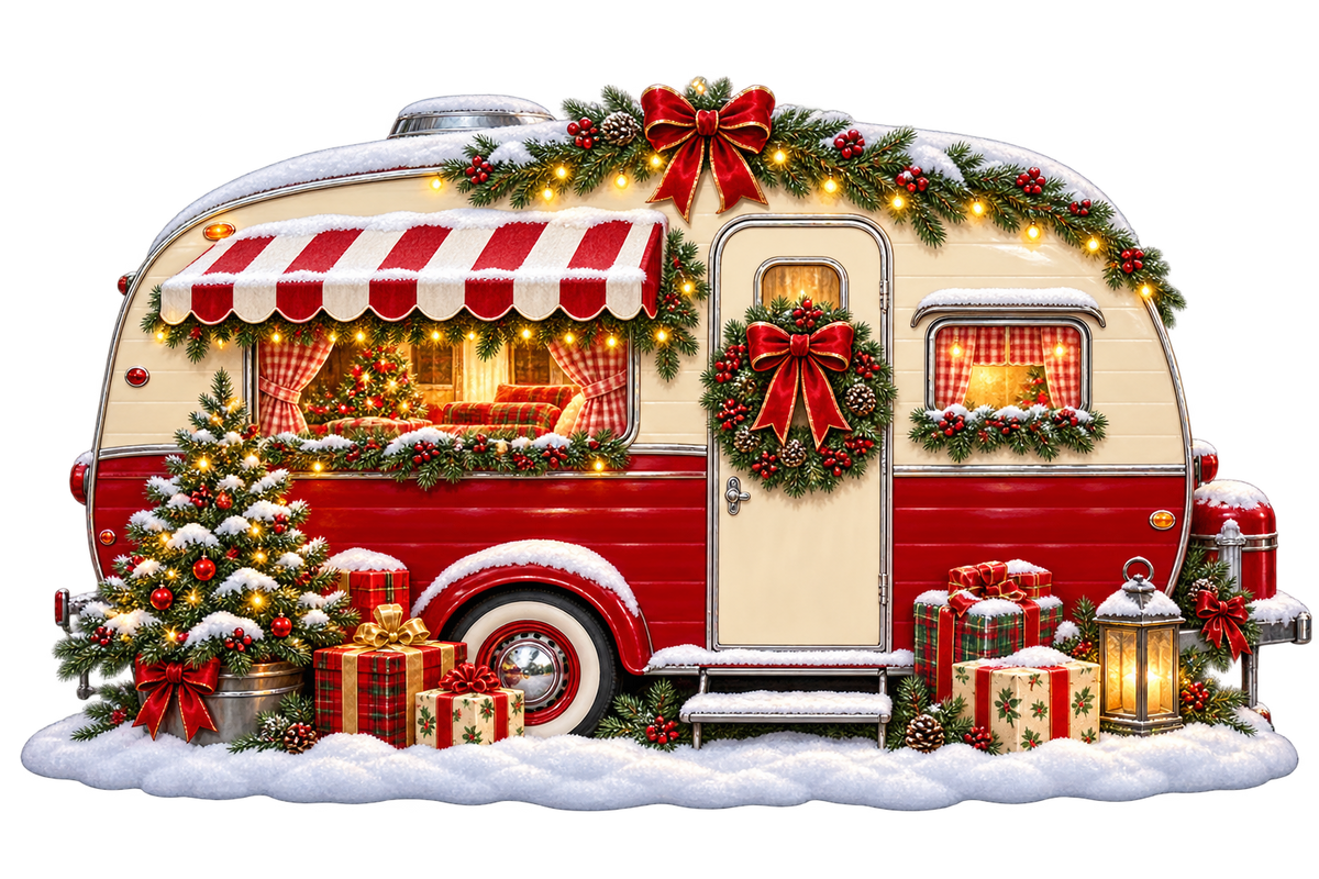 Peppermint Christmas Camper standalone decal only