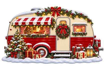 Peppermint Christmas Camper standalone decal only