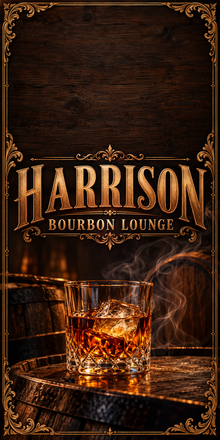 Bourbon Lounge Personalized Cornhole Board Wraps — sample name artwork without hole