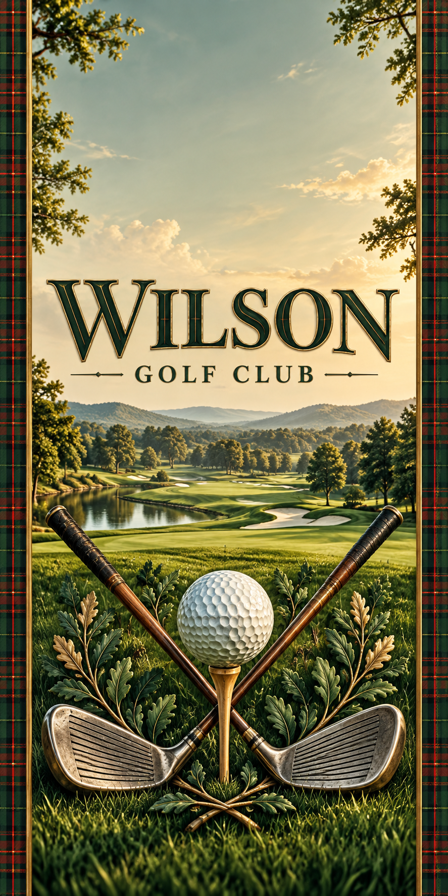 Fairway Club Personalized Golf Cornhole Board Wraps — sample name artwork without hole
