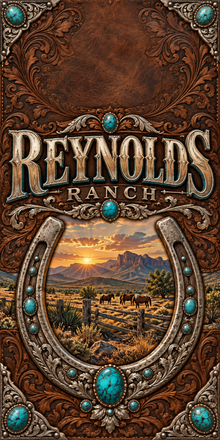 Turquoise Ranch Personalized Western Cornhole Board Wraps — sample name artwork without hole