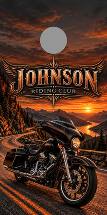 Open Road Personalized Motorcycle Cornhole Board Wraps — gray hole-position preview