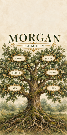 Family Roots Personalized Family Tree Cornhole Board Wraps — sample personalization artwork