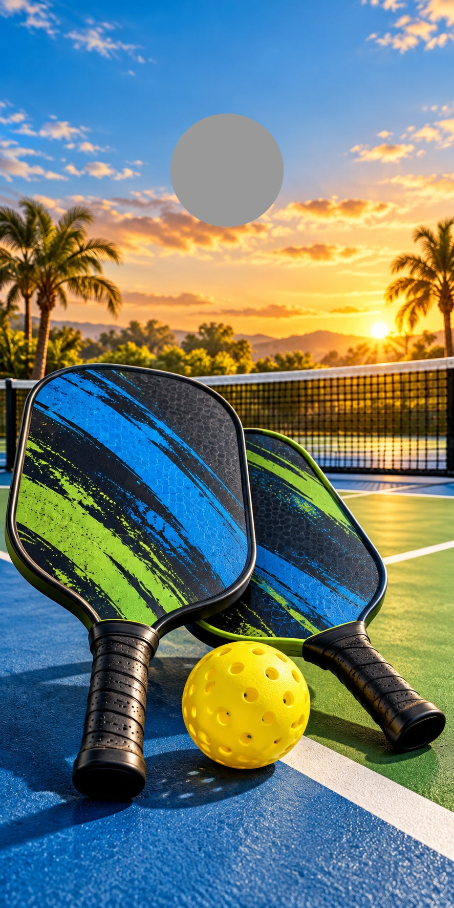 Pickleball Court Energy cornhole wrap proof showing regulation hole position