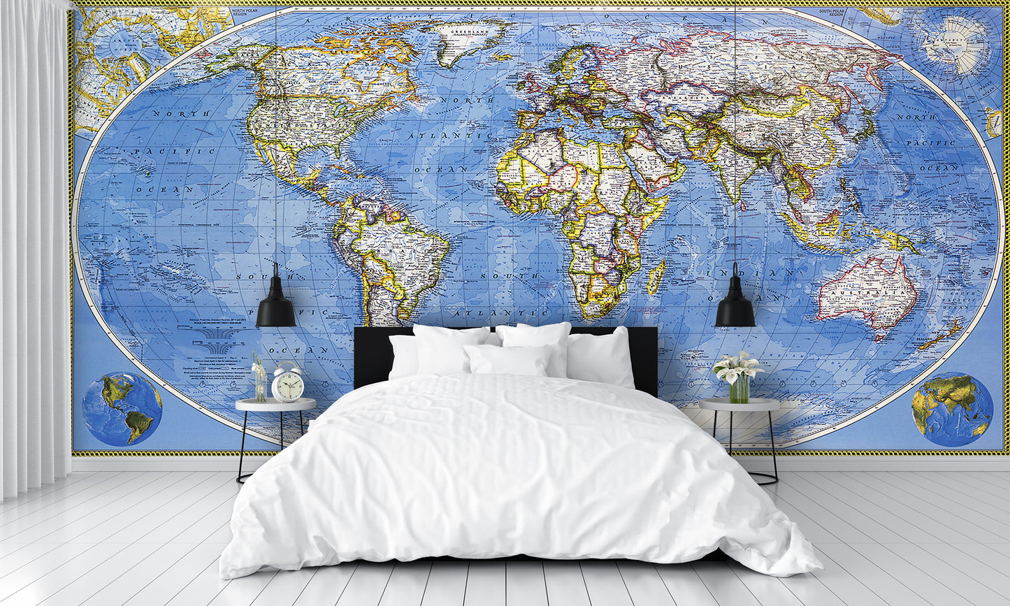 Planet Earth World Map Wallpaper Wall Mural Large Image bedroom