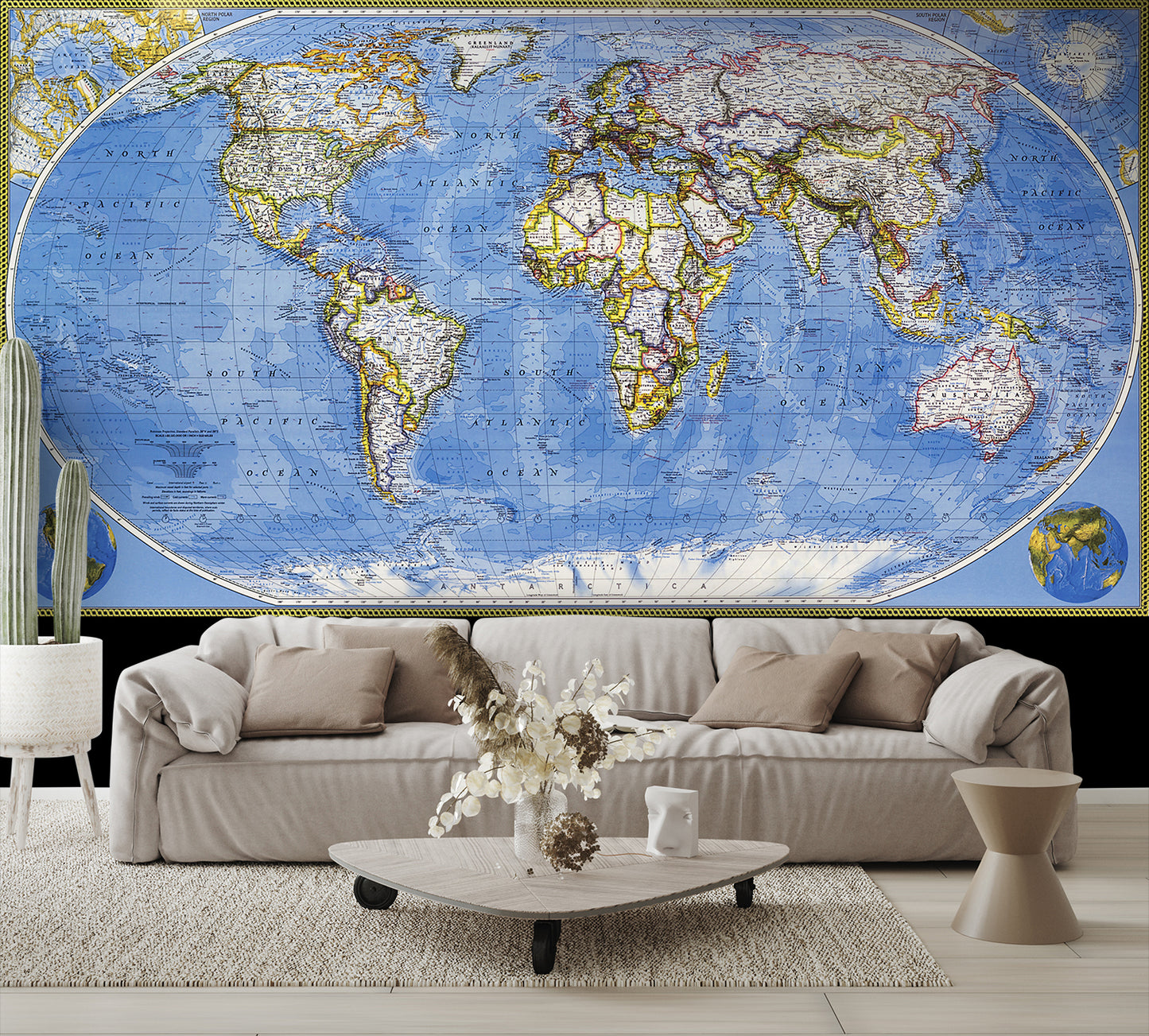 Planet Earth World Map Wallpaper Wall Mural Large Image living room