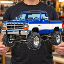 1988 Dodge Power Ram Royal Blue & White acrylic sign held for scale