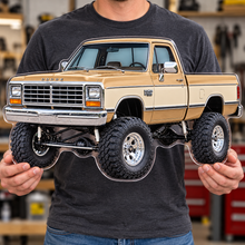 1988 Dodge Power Ram Desert Tan & Cream acrylic sign held for scale