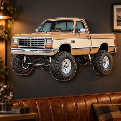 1988 Dodge Power Ram Desert Tan & Cream acrylic sign lounge wall mockup