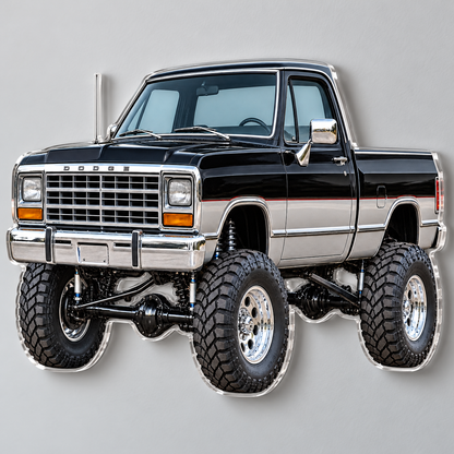 1988 Dodge Power Ram Jet Black & Silver acrylic sign angled close view
