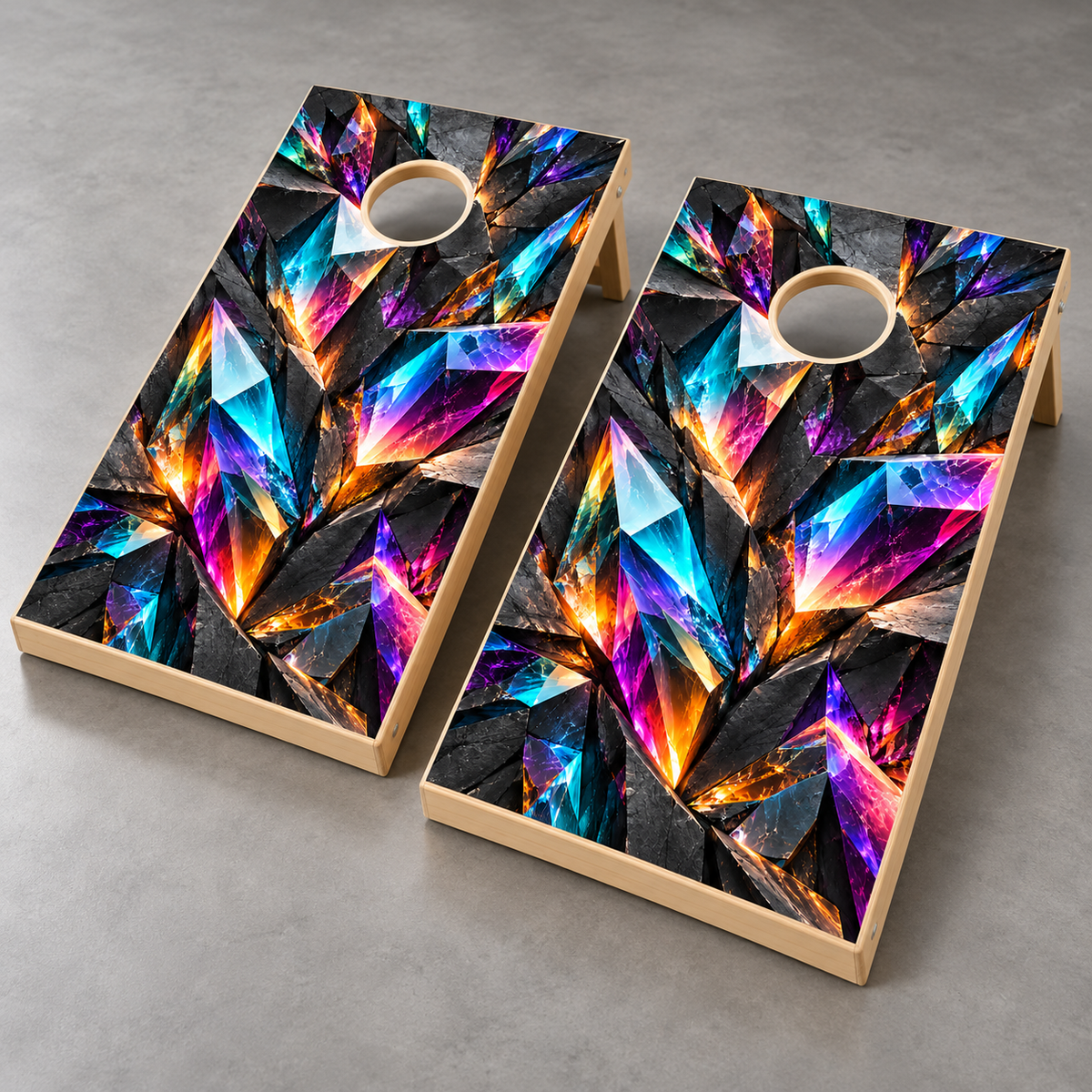 prism optical illusion wrap on two boards; boards not included