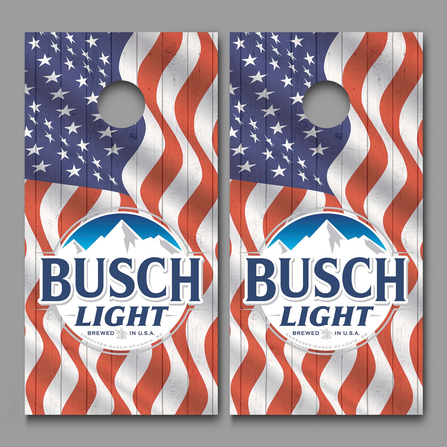 Busch Light Waving American Flag Corn Hole Board Decal Wrap