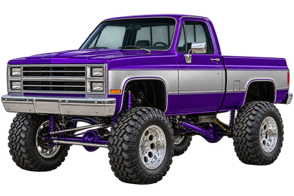 Purple & Silver Classic Lifted Truck Contour Cut Decal – Indoor or Outdoor transparent artwork