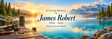 Quiet Waters Fishing Tribute personalized memorial desk mat — sample name and dates