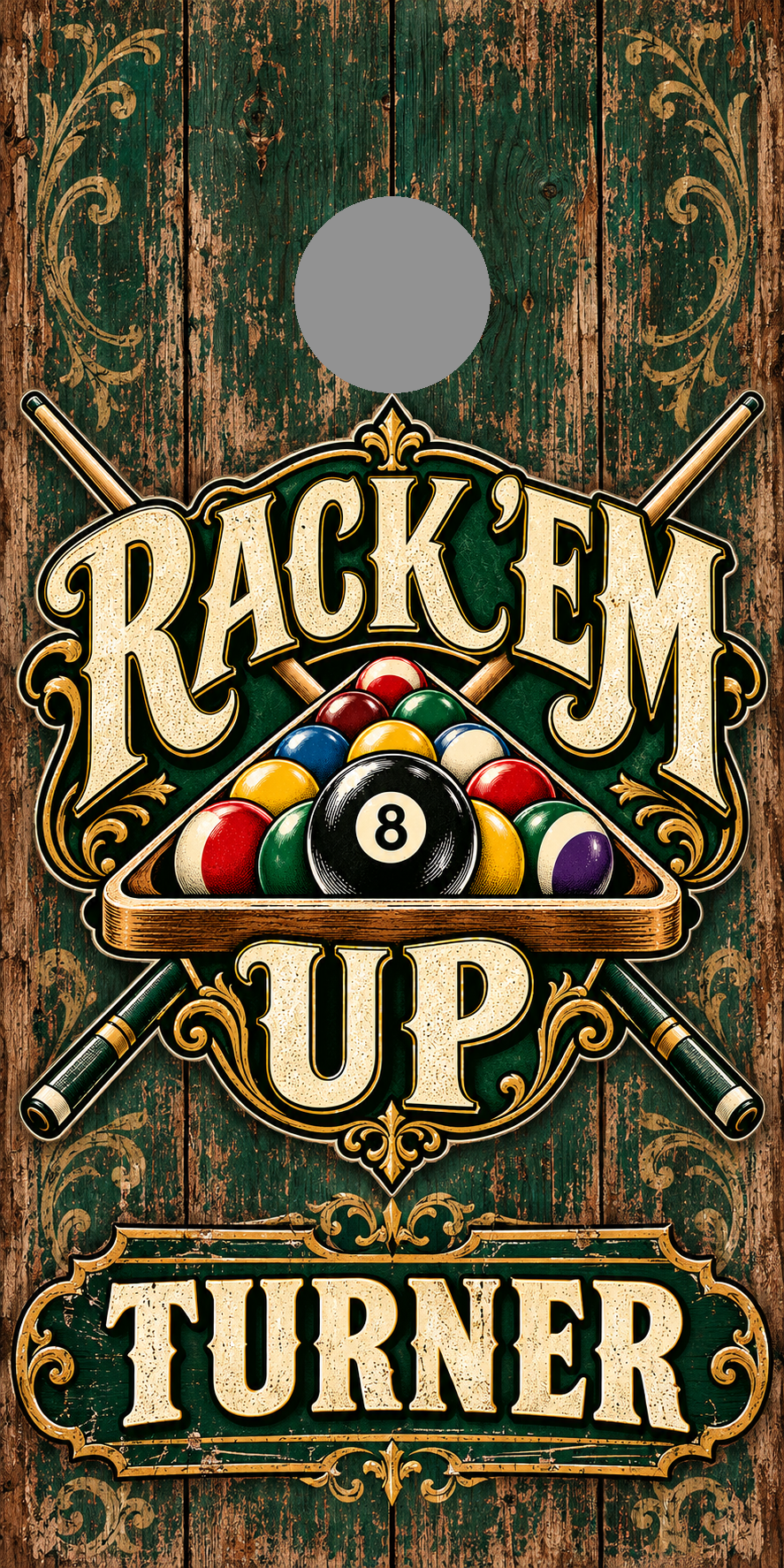 Rack Em Up personalized cornhole wraps - proof