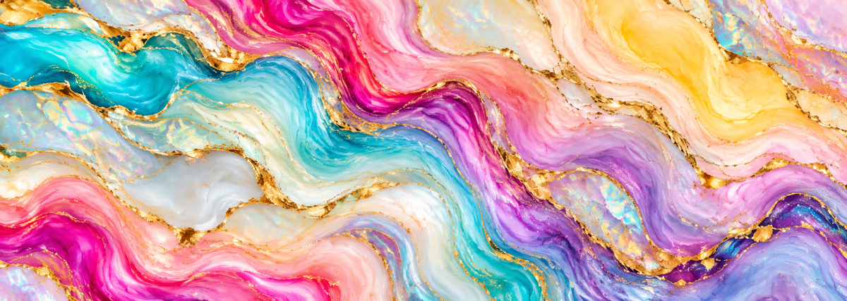 Rainbow Opal Marble Desk Mat — colorful full artwork