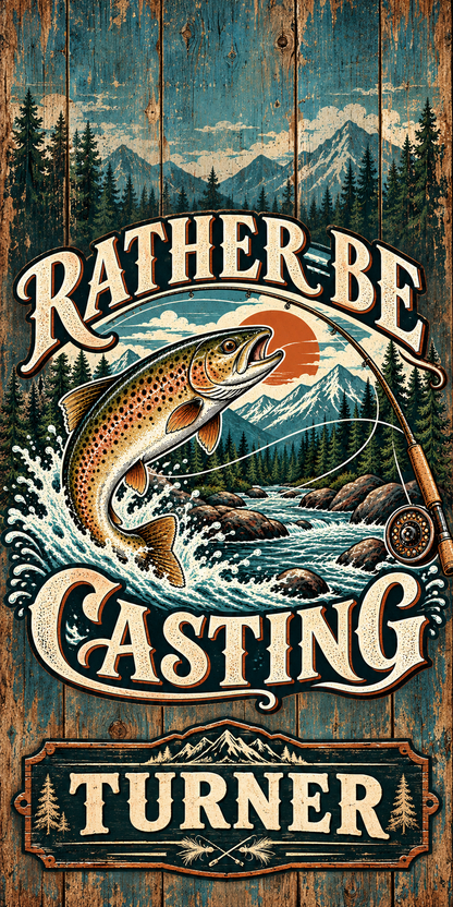 Rather Be Casting personalized cornhole wraps - flat
