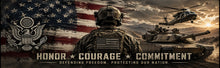 Military Themed Honor Courage Commitment Rear See Through Window Graphic