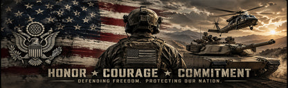 Military Themed Honor Courage Commitment Rear See Through Window Graphic